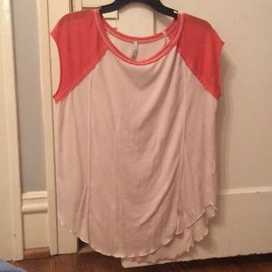 Z Supply orange and cream short sleeve top